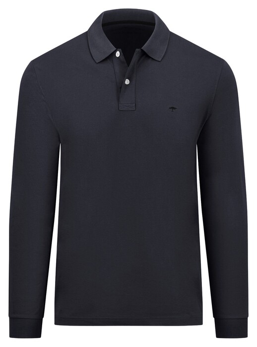 Fynch-Hatton Cotton Interlock Longsleeve Polo Navy