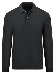 Fynch-Hatton Cotton Interlock Longsleeve Polo Zwart