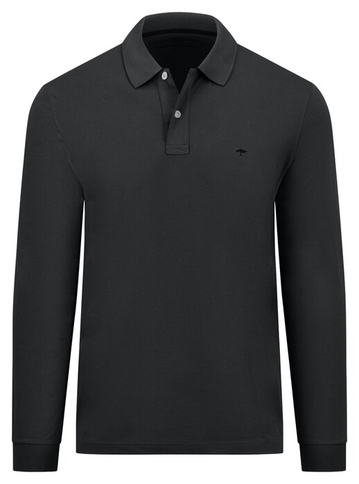 Fynch-Hatton Cotton Interlock Longsleeve Polo Zwart