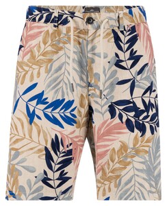 Fynch-Hatton Cotton Linen Bold Leaves Pattern Bermuda Stone