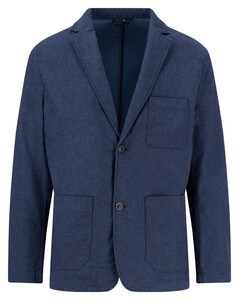 Fynch-Hatton Cotton Linen Two-Tone Subtle Structure Blazer Dark Navy