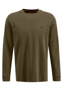 Fynch-Hatton Cotton Longsleeve Roundneck Interlock T-Shirt Deep Forest