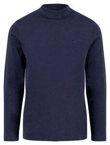 Fynch-Hatton Cotton Rollneck Interlock Long Sleeve T-Shirt Navy