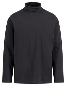 Fynch-Hatton Cotton Rollneck Interlock Long Sleeve T-Shirt Zwart