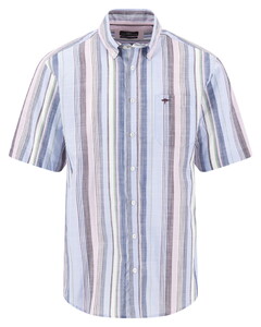 Fynch-Hatton Cotton Slub Striped Button-Down Overhemd Aubergine