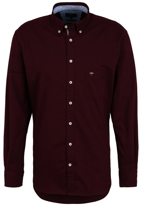 Fynch-Hatton Cotton Uni Contrast Buttons Shirt Scarlet