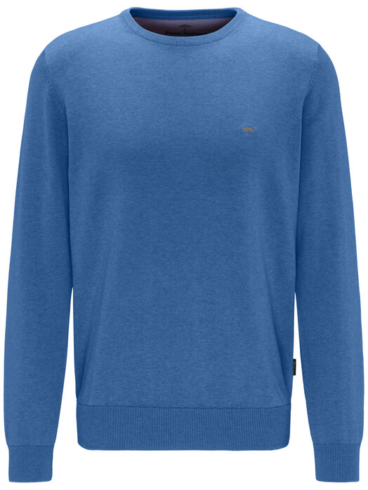 Fynch-Hatton Cotton Uni Round Neck Pullover Azure