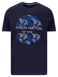 Fynch-Hatton Crew Neck Brand Artwork T-Shirt Navy