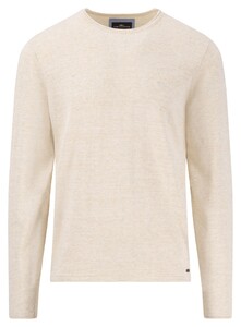 Fynch-Hatton Crew Neck Cotton Knit Slub Trui New Off White