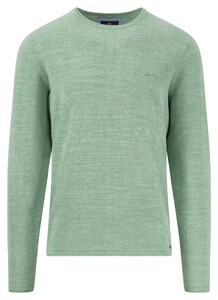 Fynch-Hatton Crew Neck Cotton Knit Slub Trui Turf Green