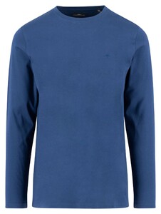 Fynch-Hatton Crew Neck Mercerized Cotton Interlock Long Sleeve T-Shirt Misty Blue