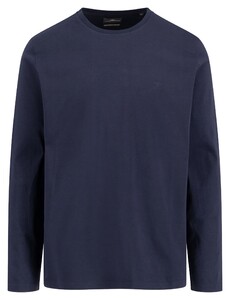 Fynch-Hatton Crew Neck Mercerized Cotton Interlock Long Sleeve T-Shirt Navy