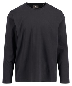 Fynch-Hatton Crew Neck Mercerized Cotton Interlock Long Sleeve T-Shirt Zwart