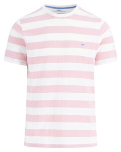 Fynch-Hatton Crew Neck Slub Cotton Stripe T-Shirt Light Peony