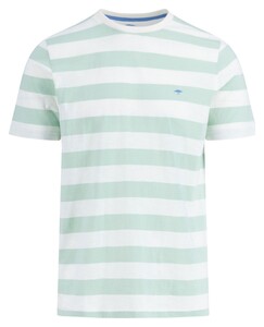 Fynch-Hatton Crew Neck Slub Cotton Stripe T-Shirt Minty Green