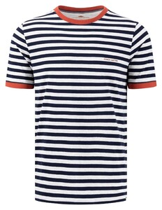 Fynch-Hatton Crew Neck Striped Cotton made in Africa CmiA T-Shirt Navy