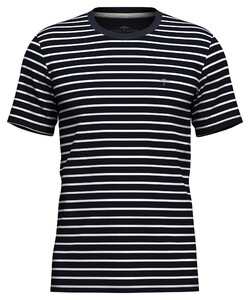 Fynch-Hatton Crew Neck Striped Cotton T-Shirt Navy