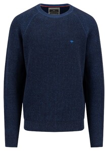 Fynch-Hatton Crew Neck Uni Color Cotton Pullover Navy
