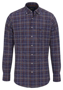 Fynch-Hatton Dark Check Button Down Overhemd Hazel