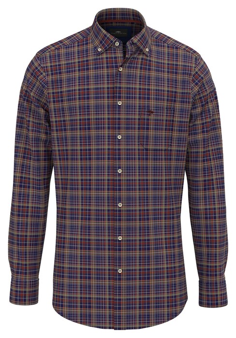 Fynch-Hatton Dark Check Button Down Overhemd Roest