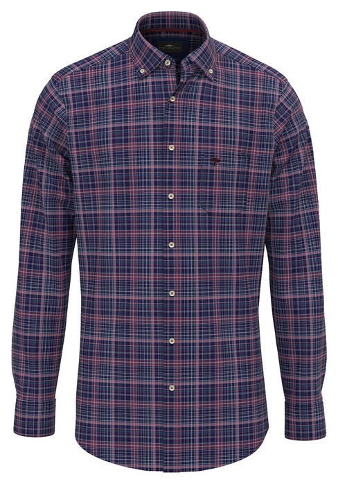 Fynch-Hatton Dark Check Button Down Overhemd Ruby Red