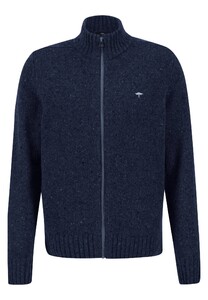 Fynch-Hatton Donegal Knit Cardigan Zip Merino Wool Blend Vest Navy