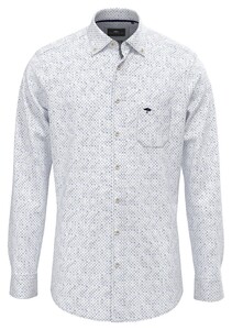 Fynch-Hatton Dot Square Fantasy Pattern Button-Down Overhemd Wit