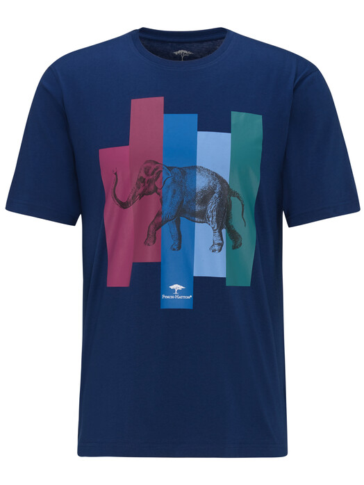 Fynch-Hatton Elephant Print T-Shirt Navy