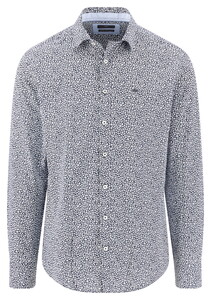 Fynch-Hatton Essential Superfine Cotton Mini Floral Kent Overhemd Navy
