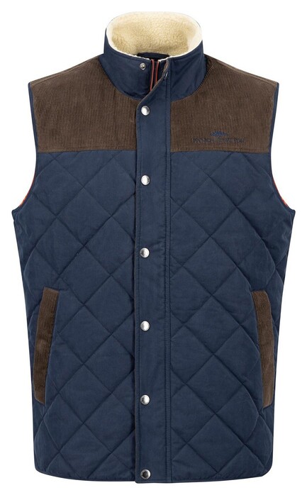 Fynch-Hatton Fabric Mix Button Zipper Body-Warmer Dark Navy