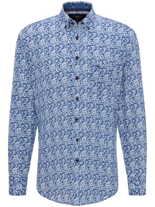 Fynch-Hatton Fantasy Circle Linen Cotton Shirt Blue
