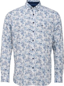 Fynch-Hatton Fantasy Flowers Button Down Overhemd Wit-Blauw