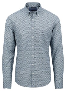 Fynch-Hatton Fantasy Pattern Button Down Overhemd Soft Blue