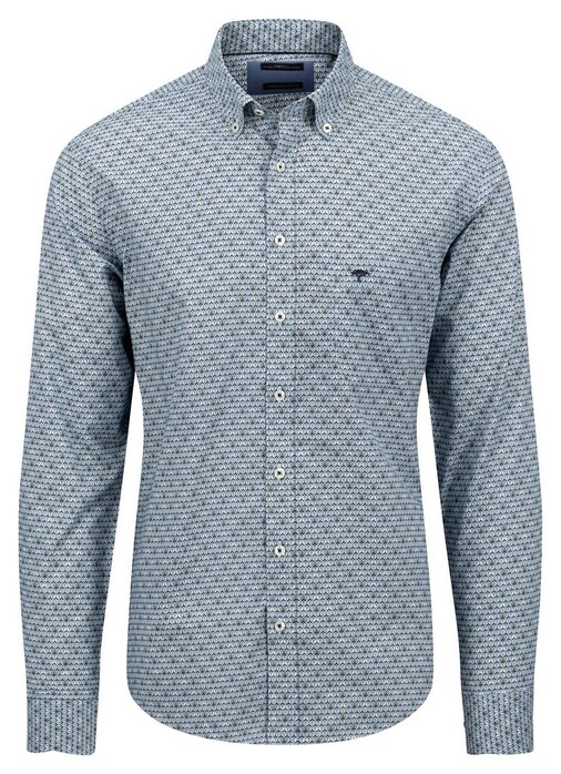 Fynch-Hatton Fantasy Pattern Button Down Overhemd Soft Blue