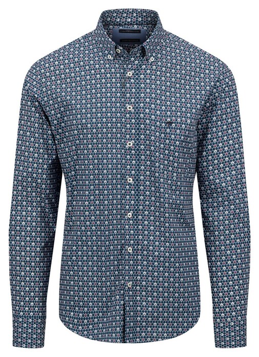 Fynch-Hatton Fantasy Pattern Button Down Shirt Dark Teal