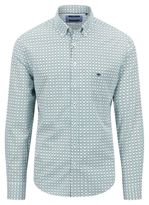 Fynch-Hatton Fantasy Squares Pattern Button Down Overhemd Grasgroen