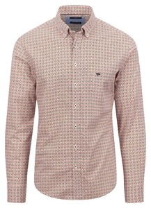 Fynch-Hatton Fantasy Squares Pattern Button Down Shirt Flame