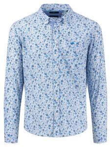 Fynch-Hatton Fantasy Stripe Floral Button Down Overhemd Blue-Rust