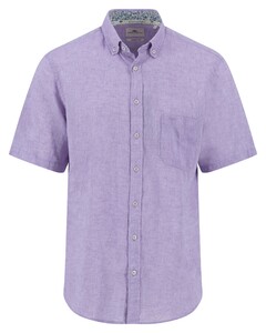 Fynch-Hatton Faux-Uni Linnen Cotton Button-Down Overhemd Licht Paars