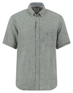 Fynch-Hatton Faux-Uni Linnen Cotton Button-Down Overhemd Olive