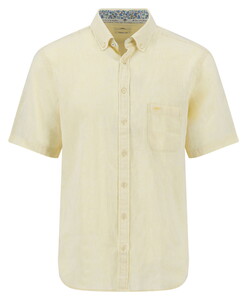 Fynch-Hatton Faux-Uni Linnen Cotton Button-Down Overhemd Pale Yellow