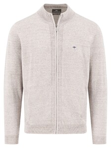 Fynch-Hatton Faux-Uni Subtle Texture Stand-Up Collar Cardigan Light Taupe