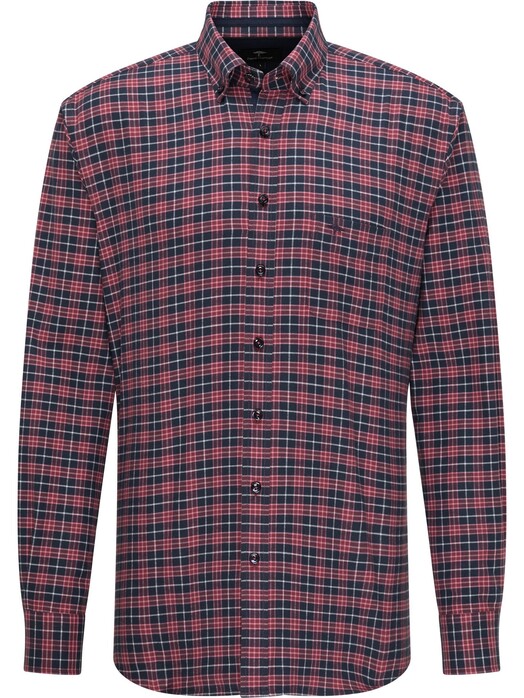 Fynch-Hatton Fine Check Button Down Flannel Shirt Amarena