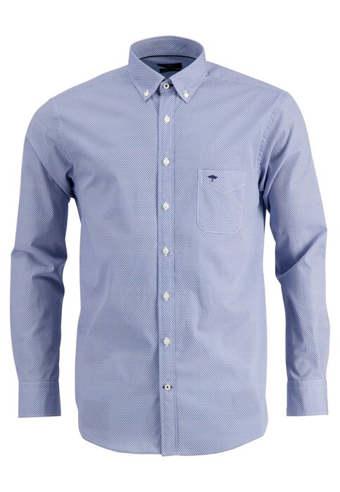 Fynch-Hatton Fine Minimal Pattern Shirt Mid Blue