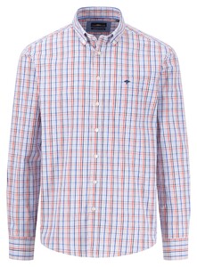 Fynch-Hatton Fine Multi Combi Check Button-Down Overhemd Poppy Red