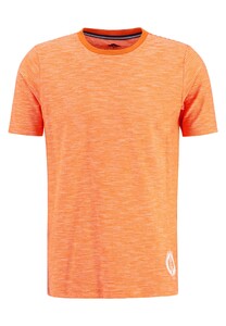 Fynch-Hatton Fine Stripes Round Neck Cotton Jersey T-Shirt Tangerine