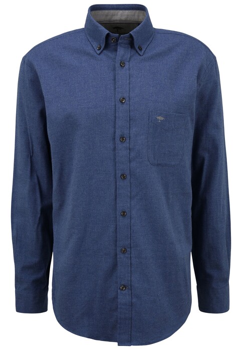 Fynch-Hatton Flanel Button Down Overhemd Blauw