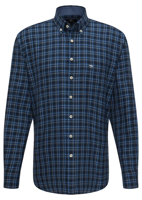 Fynch-Hatton Flannel Combi Check Shirt Navy