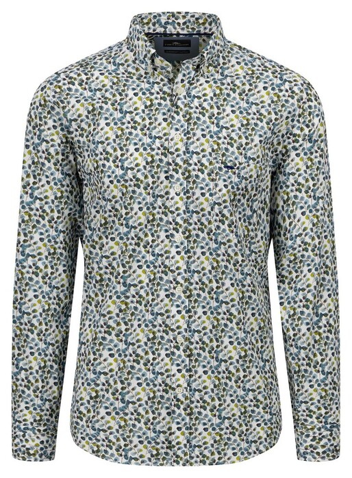 Fynch-Hatton Floral Pattern Button-Down Overhemd Dark Emerald