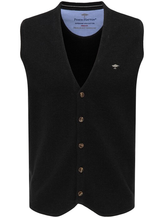 Fynch-Hatton Front Structure Buttons Premium Knit Waistcoat Charcoal